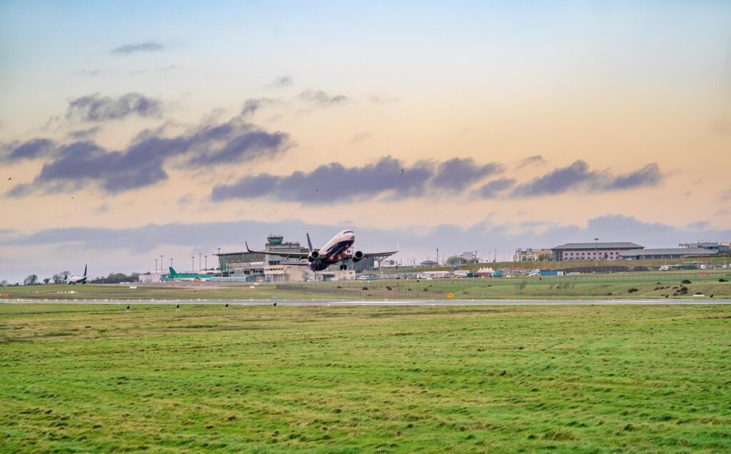 Plane taking off at Cork airport